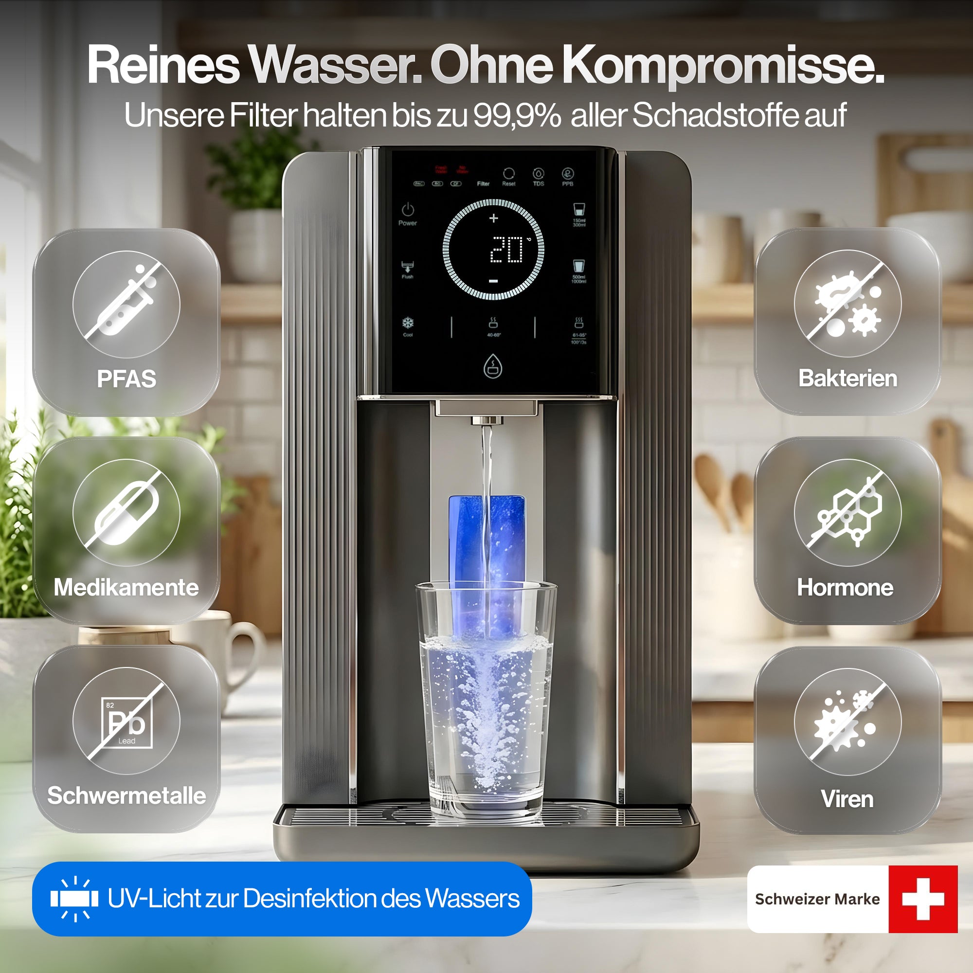 FILTDROP Hydrogen Umkehrosmoseanlage – 4in1 Premium RO-System für reines Trinkwasser