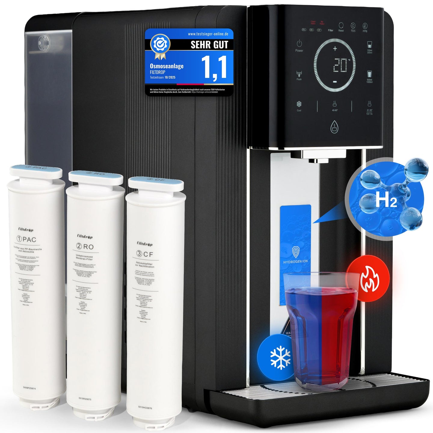 Filtdrop Hydrogen Umkehrosmoseanlage – 4in1 System für reines Trinkwasser