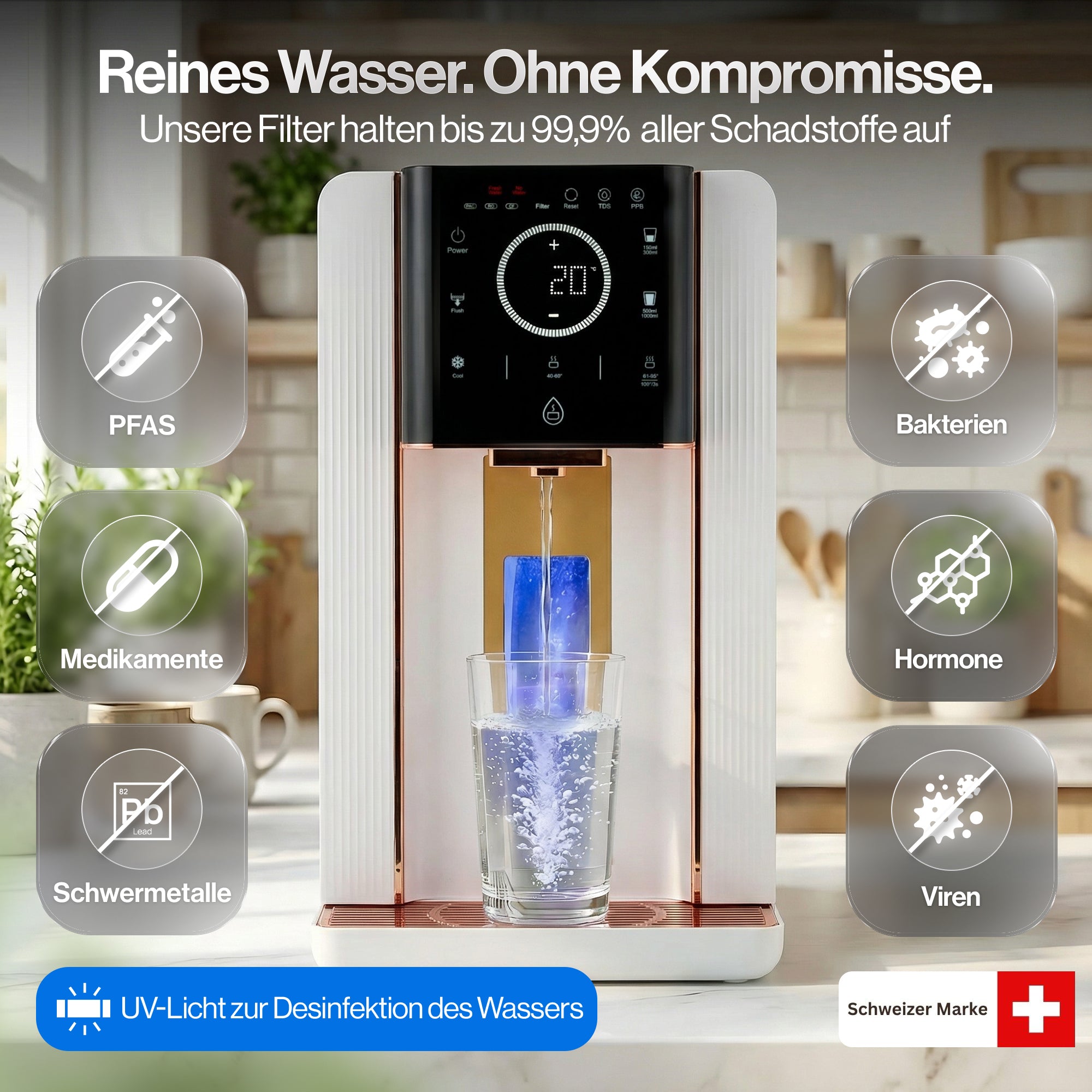 FILTDROP Hydrogen Umkehrosmoseanlage – 4in1 Premium RO-System für reines Trinkwasser